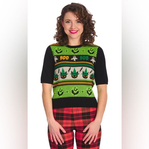 BANNED Apparel Spooky Boo Jumper Sweater Whimsigoth Halloween 4x NWT black - Picture 14 of 15